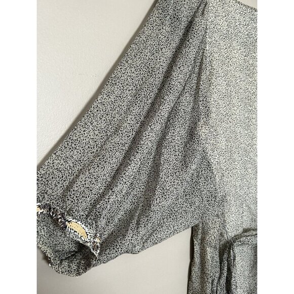 100% Silk French Connection Beaded Embellished Midi Dress Size 6 Black Beige - Picture 11 of 14